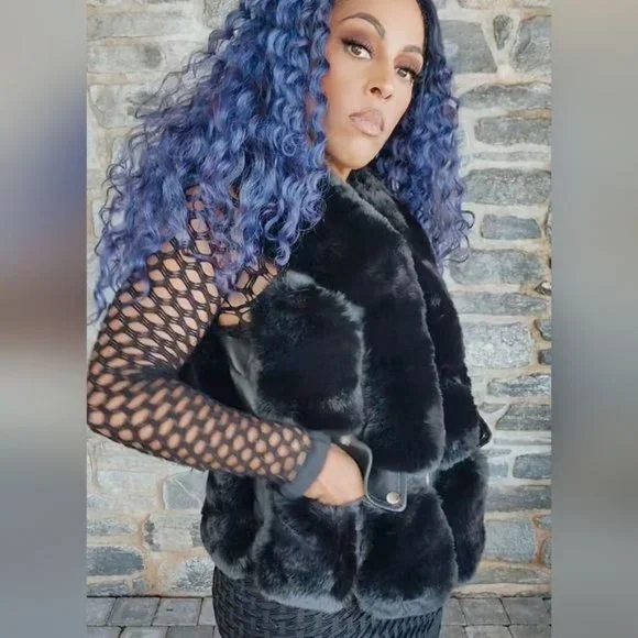 Miz Vegan: Fur & Leather Trimmed Vest - Picture 15 of 16